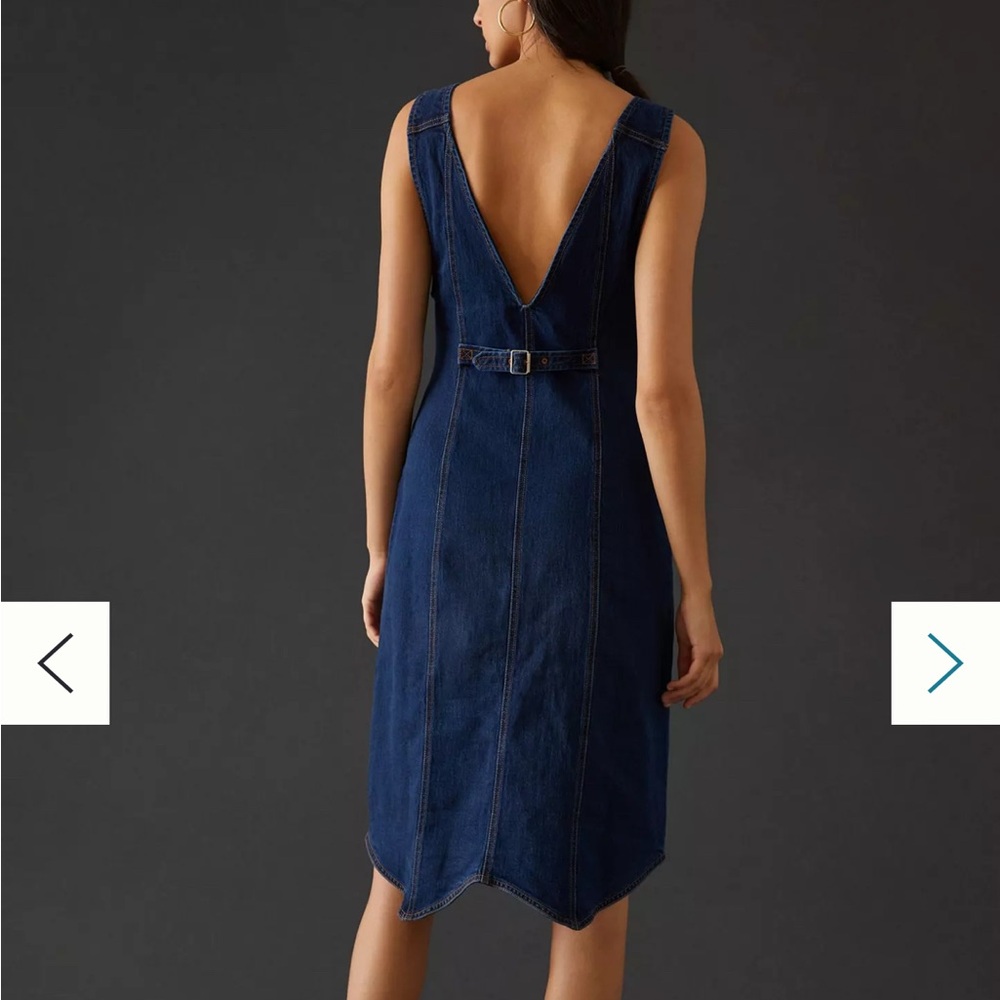 Pilcro Anthropologie Dark Wash Denim Vest Midi Dress Size 14 - Picture 2 of 10